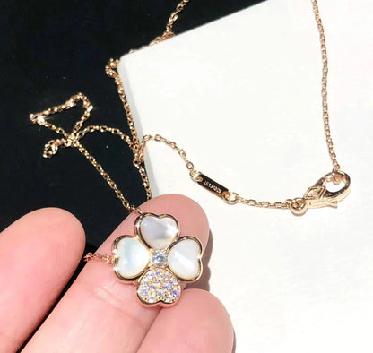 [sparkle Jewelry ]CLOVER MOP DIAMOND ROSE GOLD NECKLACE