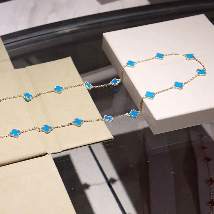 [sparkle Jewelry ]CLOVER 20 MOTIFS BLUE AGATE GOLD