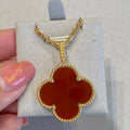 [sparkle Jewelry ]CLOVER 25MM NECKLACE GOLD CARNELIAN
