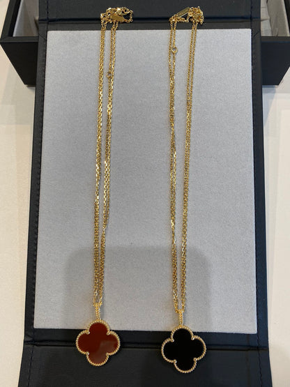 [sparkle Jewelry ]CLOVER 25MM NECKLACE GOLD CARNELIAN