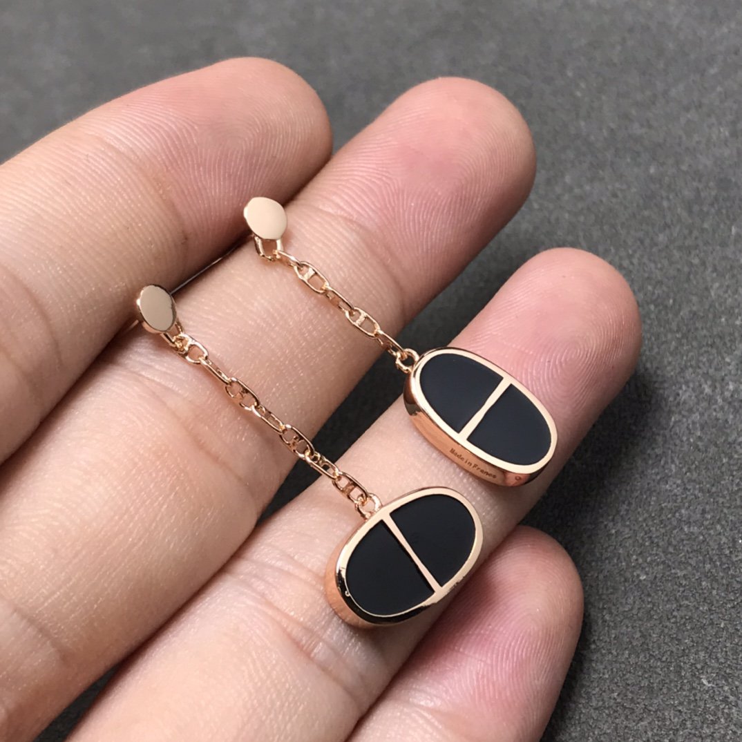 [sparkle Jewelry ]CHAINE VERSO BLACK CERAMIC SILVER EARRINGS