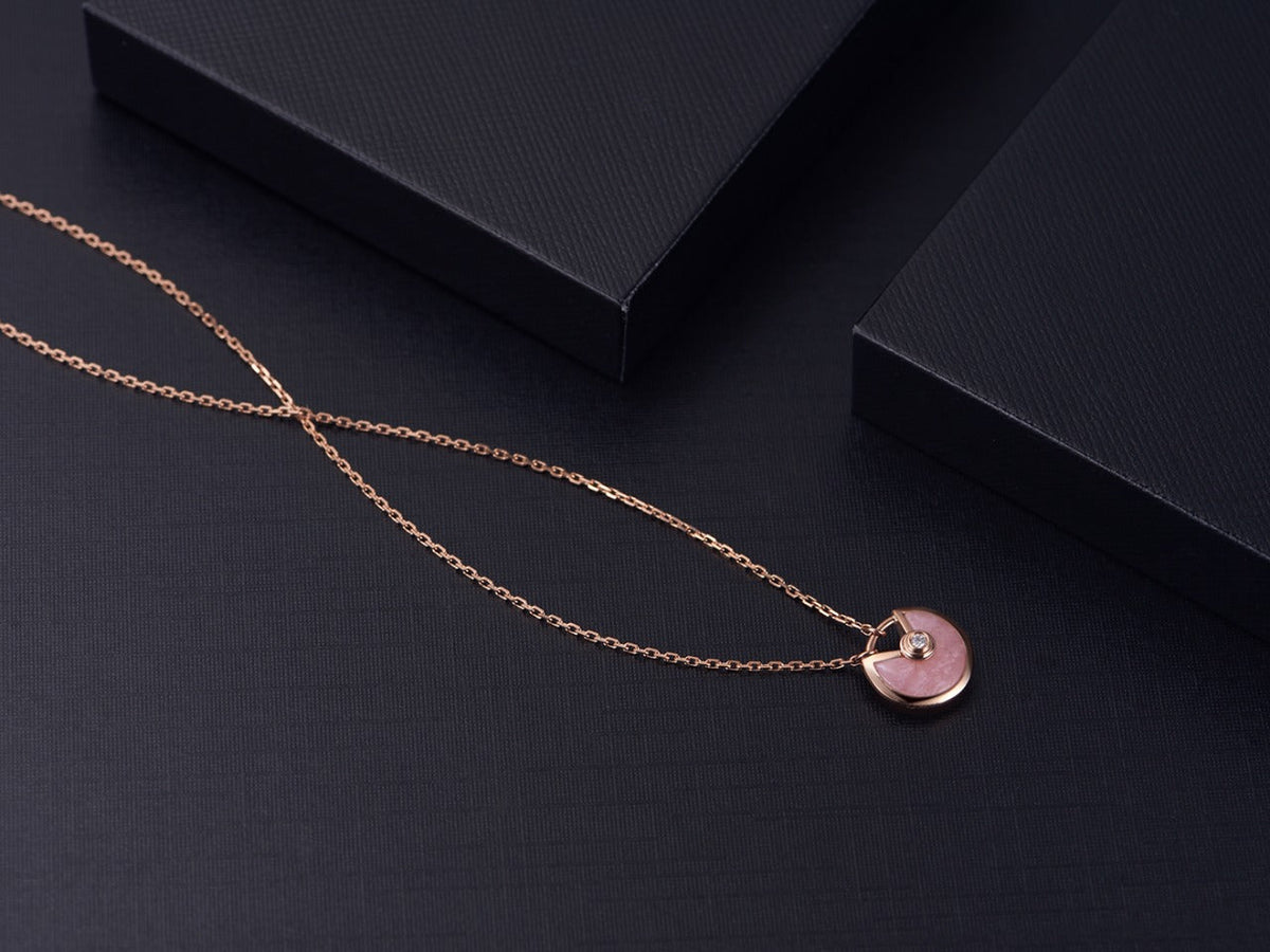 [sparkle Jewelry]AMULETTE ROSE GOLD PINK MOP NECKLACE