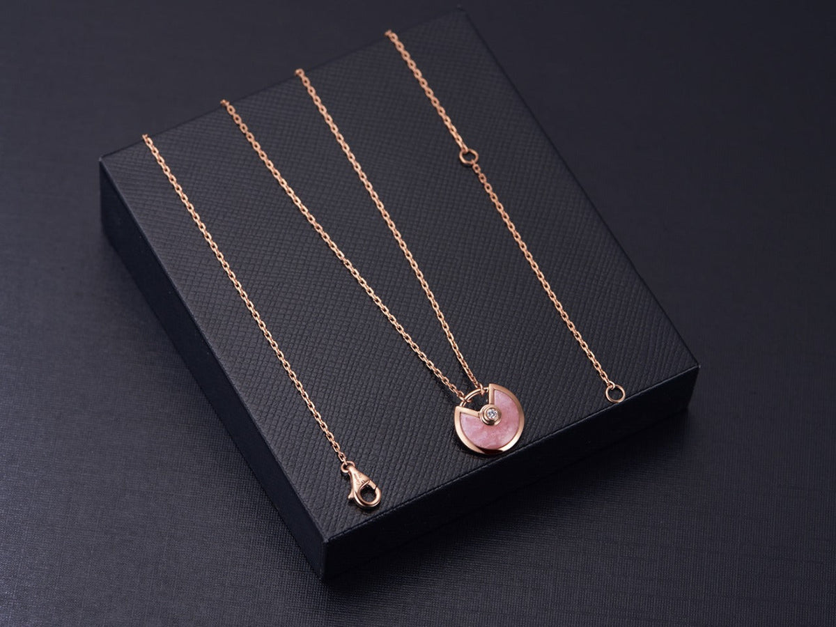 [sparkle Jewelry]AMULETTE ROSE GOLD PINK MOP NECKLACE
