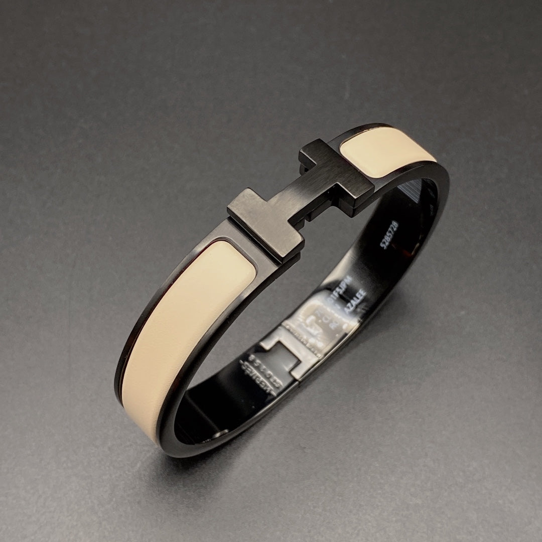 [Sparkle]H ブレスレット 12MM ブラック ベージュ セラミック