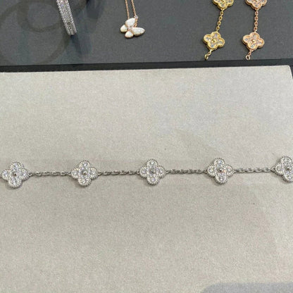 [Sparkle]Armband LUCKY CLOVER 5 Motive – VOLLSTÄNDIG MIT DIAMANTEN BESETZT