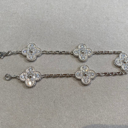[Sparkle]Armband LUCKY CLOVER 5 Motive – VOLLSTÄNDIG MIT DIAMANTEN BESETZT