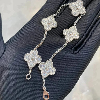[Sparkle]Armband LUCKY CLOVER 5 Motive – VOLLSTÄNDIG MIT DIAMANTEN BESETZT