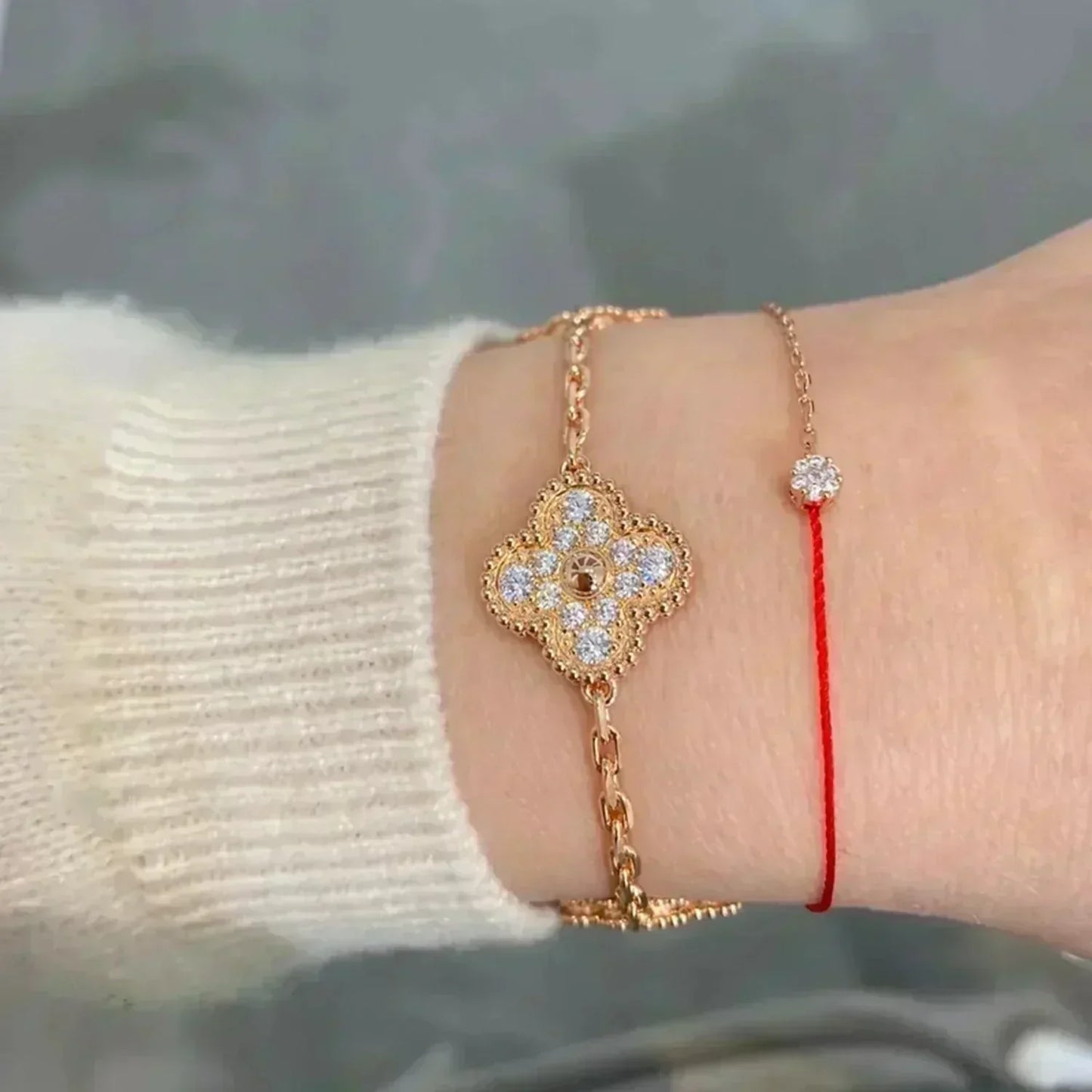 [Sparkle]Armband LUCKY CLOVER 5 Motive – VOLLSTÄNDIG MIT DIAMANTEN BESETZT