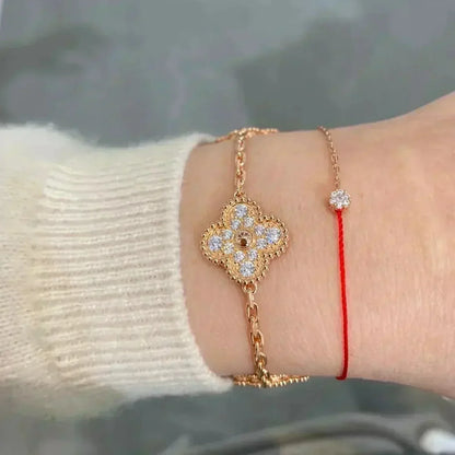 [Sparkle]Armband LUCKY CLOVER 5 Motive – VOLLSTÄNDIG MIT DIAMANTEN BESETZT