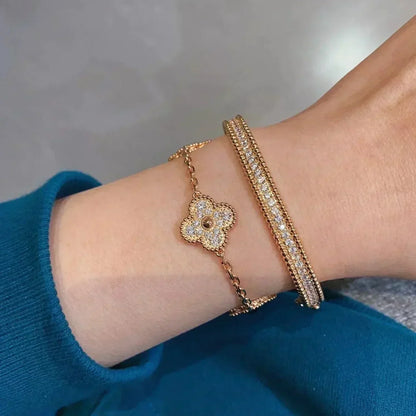 [Sparkle]Armband LUCKY CLOVER 5 Motive – VOLLSTÄNDIG MIT DIAMANTEN BESETZT
