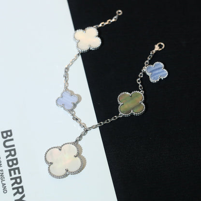 [sparkle Jewelry ]CLOVER BRACELET 5 MOTIFS MOP CHALCEDONY SILVER
