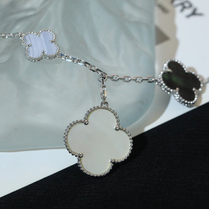 [sparkle Jewelry ]CLOVER BRACELET 5 MOTIFS MOP CHALCEDONY SILVER