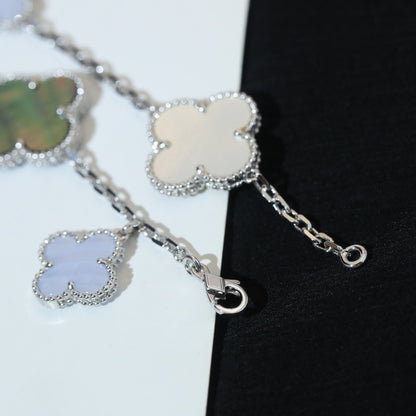 [sparkle Jewelry ]CLOVER BRACELET 5 MOTIFS MOP CHALCEDONY SILVER