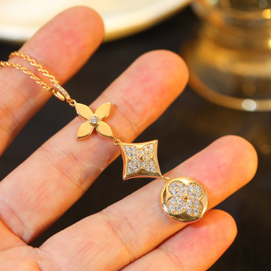 [Sparkle]STAR AND SUN DIAMANT ROSEGOLD HALSKETTE