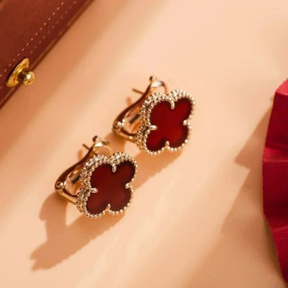 [sparkle Jewelry ]CLOVER MEDIUM 1 MOTIFS CARNELIAN  EARRINGS
