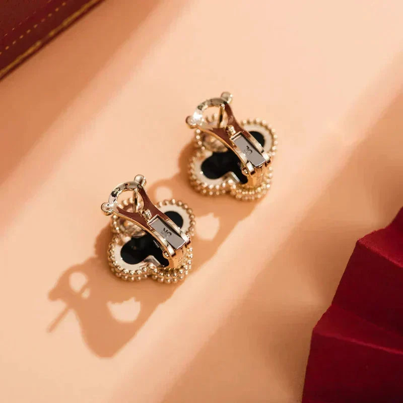 [sparkle Jewelry ]CLOVER MEDIUM 1 MOTIFS  ONYX STUD EARRINGS