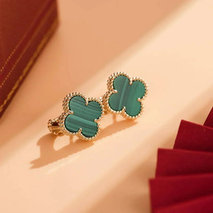 [sparkle Jewelry ]CLOVER MEDIUM 1 MOTIFS MALACHITE  EARRINGS