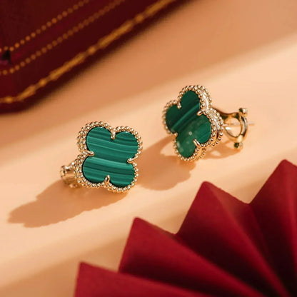 [sparkle Jewelry ]CLOVER MEDIUM 1 MOTIFS MALACHITE  EARRINGS