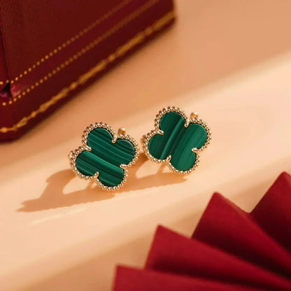 [sparkle Jewelry ]CLOVER MEDIUM 1 MOTIFS MALACHITE  EARRINGS