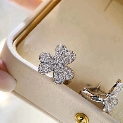 [sparkle Jewelry ]CLOVER COMOS DIAMOND EARRINGS SILVER