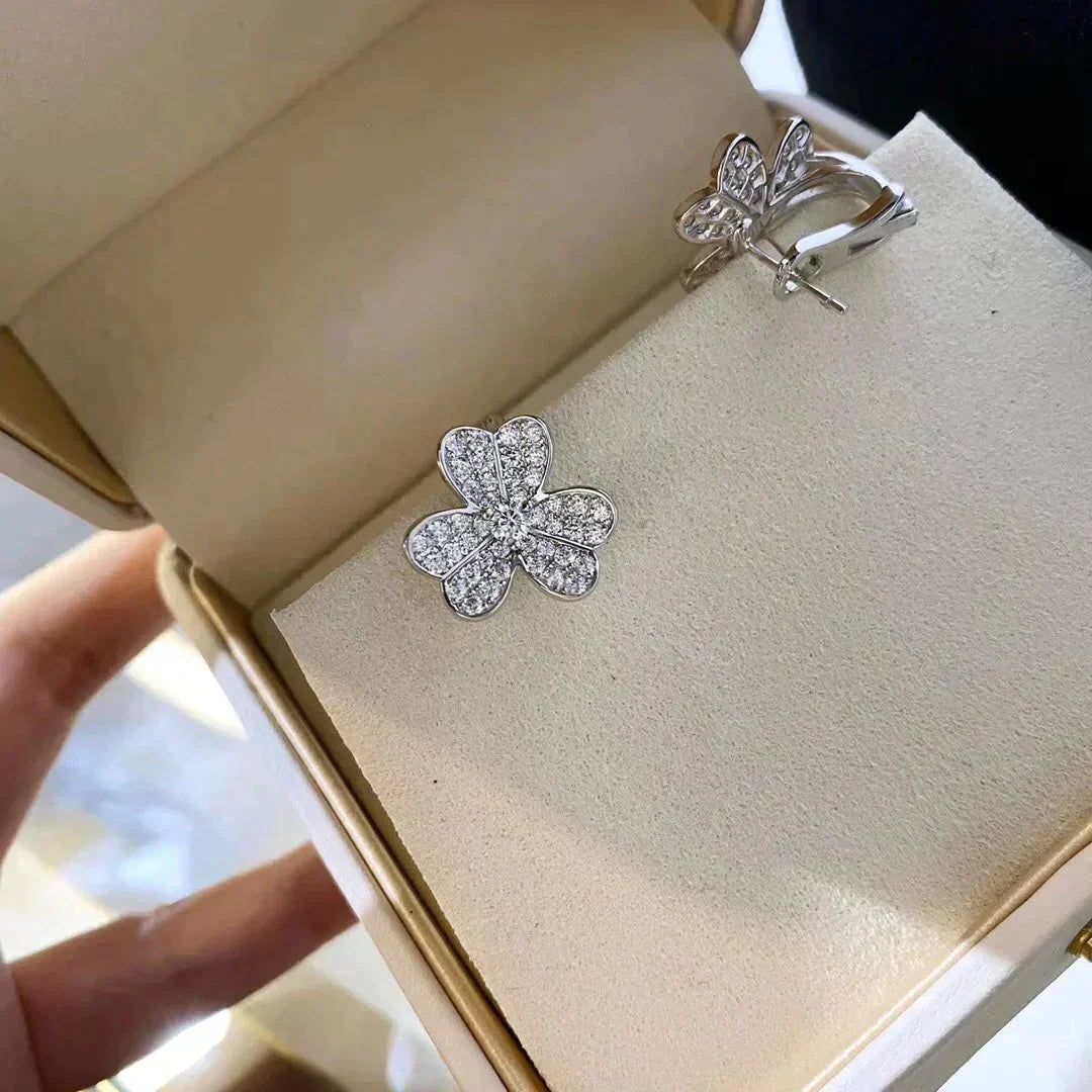 [sparkle Jewelry ]CLOVER COMOS DIAMOND EARRINGS SILVER
