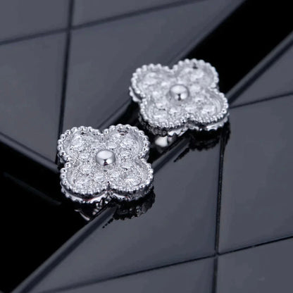 [sparkle Jewelry ]CLOVER 1 MOTIFS DIAMOND STUD EARRINGS SILVER