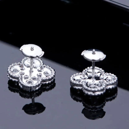 [sparkle Jewelry ]CLOVER 1 MOTIFS DIAMOND STUD EARRINGS SILVER