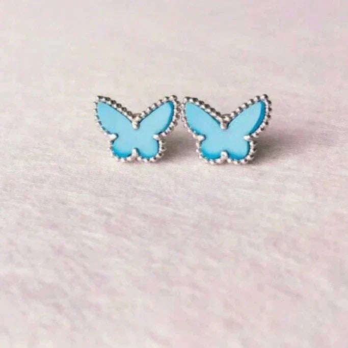 [sparkle Jewelry ]BUTTERFLY TURQUOISE EARRINGS SILVER