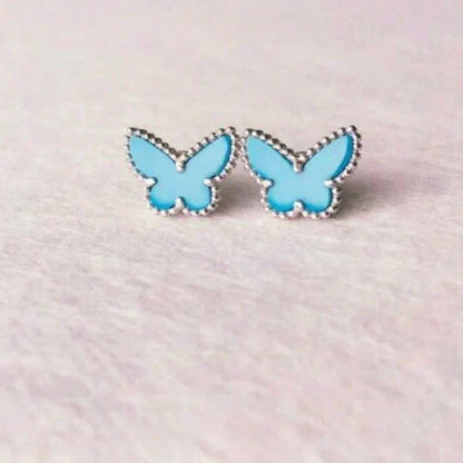 [sparkle Jewelry ]BUTTERFLY TURQUOISE EARRINGS SILVER