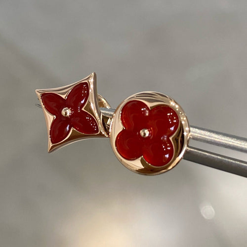 [Sparkle]STERN- UND SONNEN-OHRSTECKER AUS ROSÉGOLD MIT KARNEOL