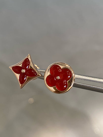[Sparkle]STERN- UND SONNEN-OHRSTECKER AUS ROSÉGOLD MIT KARNEOL