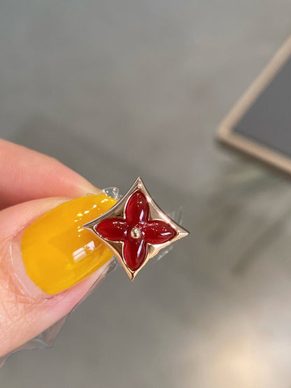 [Sparkle]STERN- UND SONNEN-OHRSTECKER AUS ROSÉGOLD MIT KARNEOL