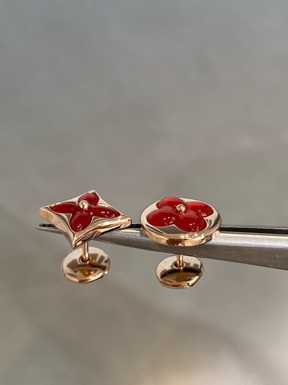 [Sparkle]STERN- UND SONNEN-OHRSTECKER AUS ROSÉGOLD MIT KARNEOL