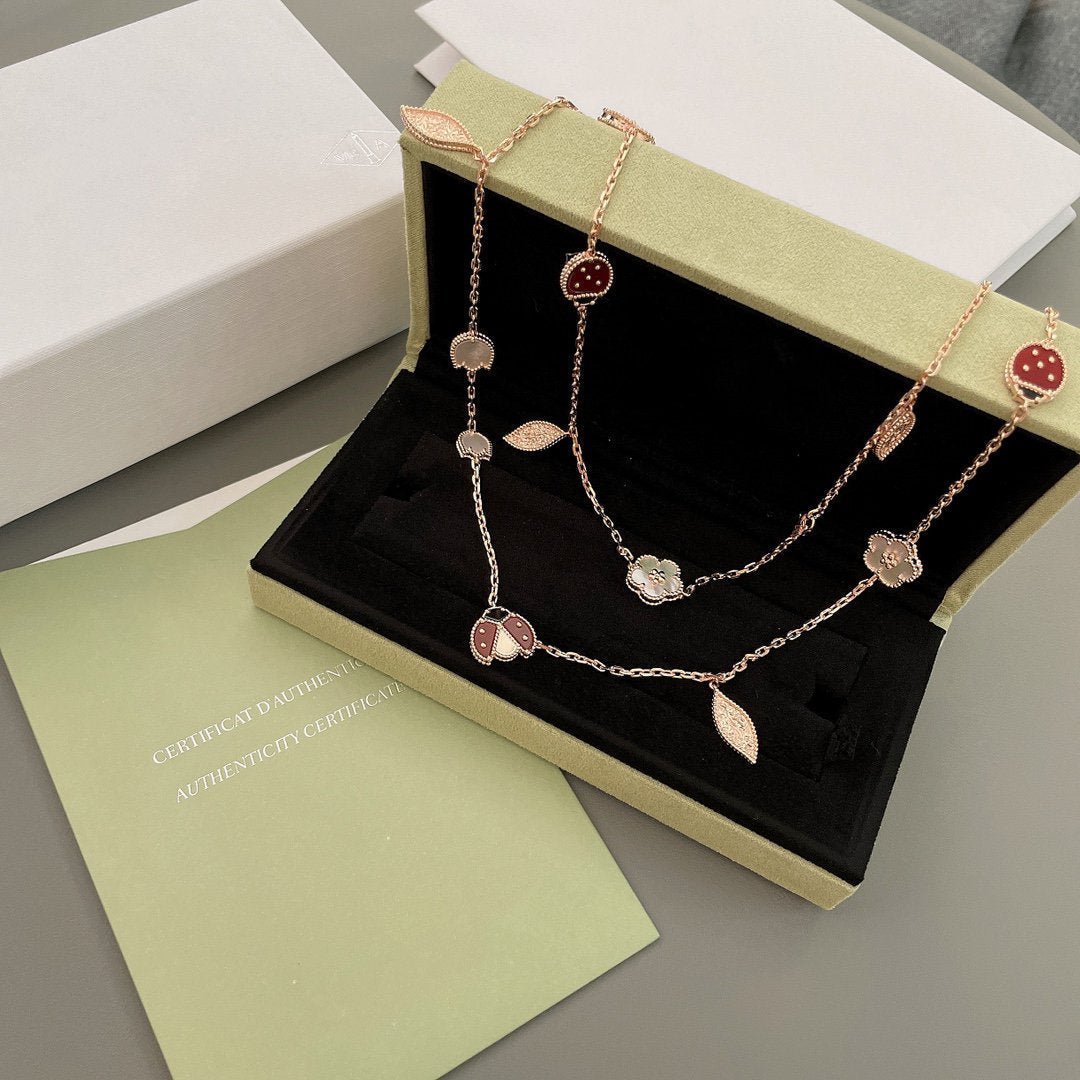 [sparkle Jewelry ]LUCKY SPRING 15 MOTIFS ROSE GOLD NECKLACE