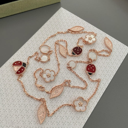 [sparkle Jewelry ]LUCKY SPRING 15 MOTIFS ROSE GOLD NECKLACE
