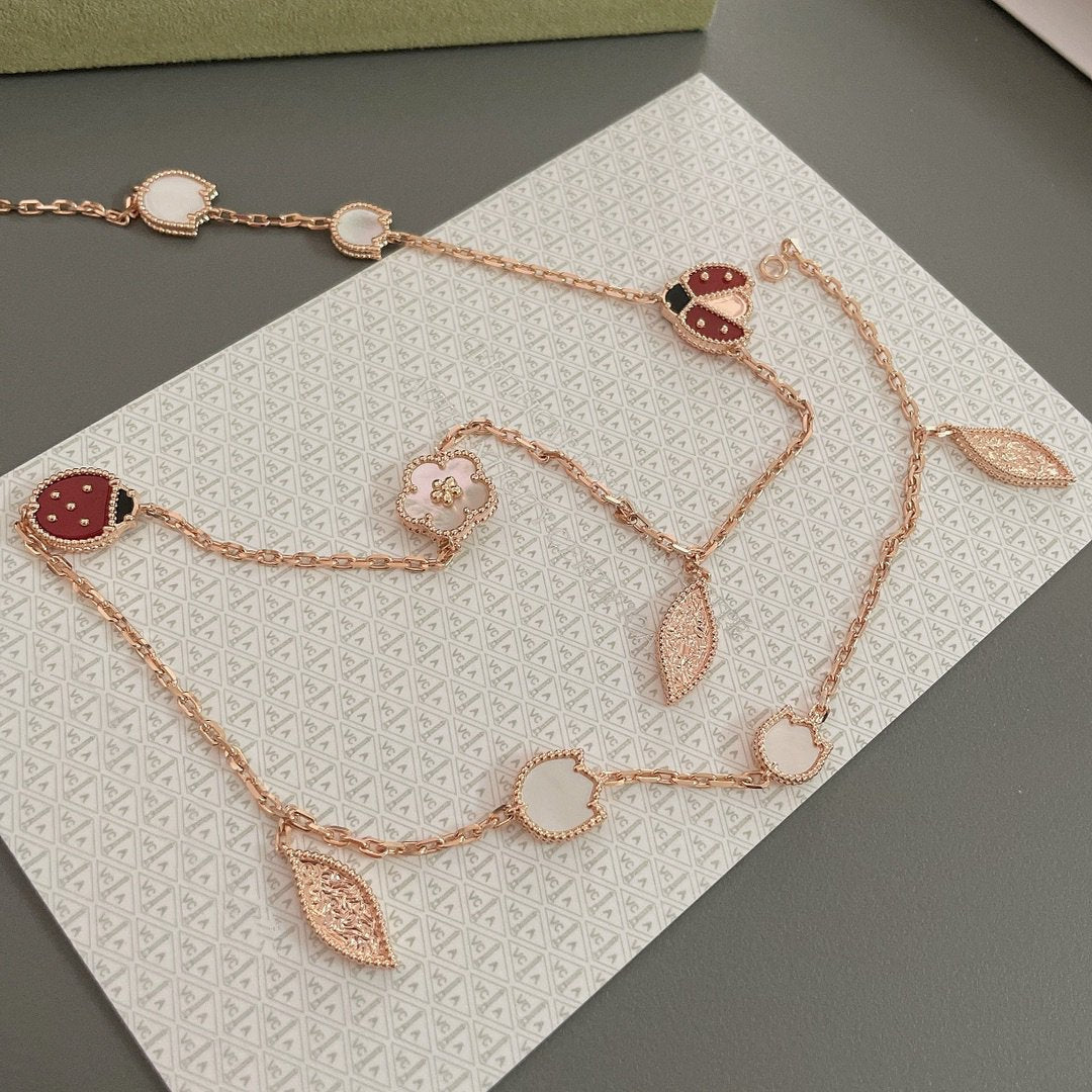 [sparkle Jewelry ]LUCKY SPRING 15 MOTIFS ROSE GOLD NECKLACE
