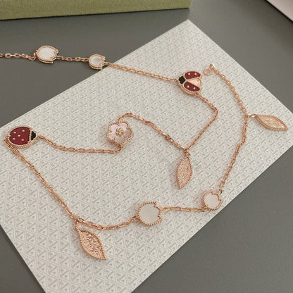 [sparkle Jewelry ]LUCKY SPRING 15 MOTIFS ROSE GOLD NECKLACE