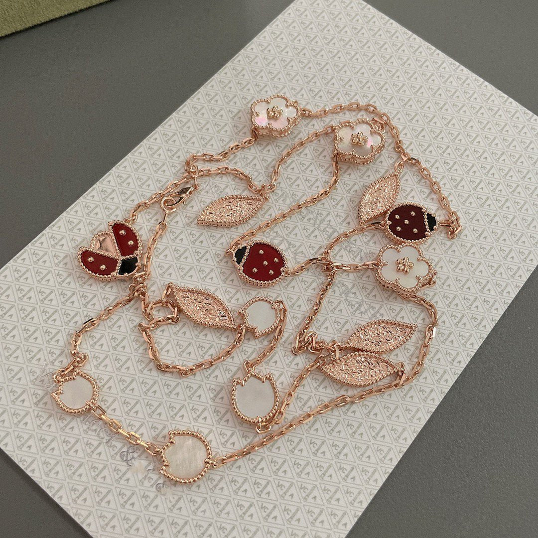 [sparkle Jewelry ]LUCKY SPRING 15 MOTIFS ROSE GOLD NECKLACE
