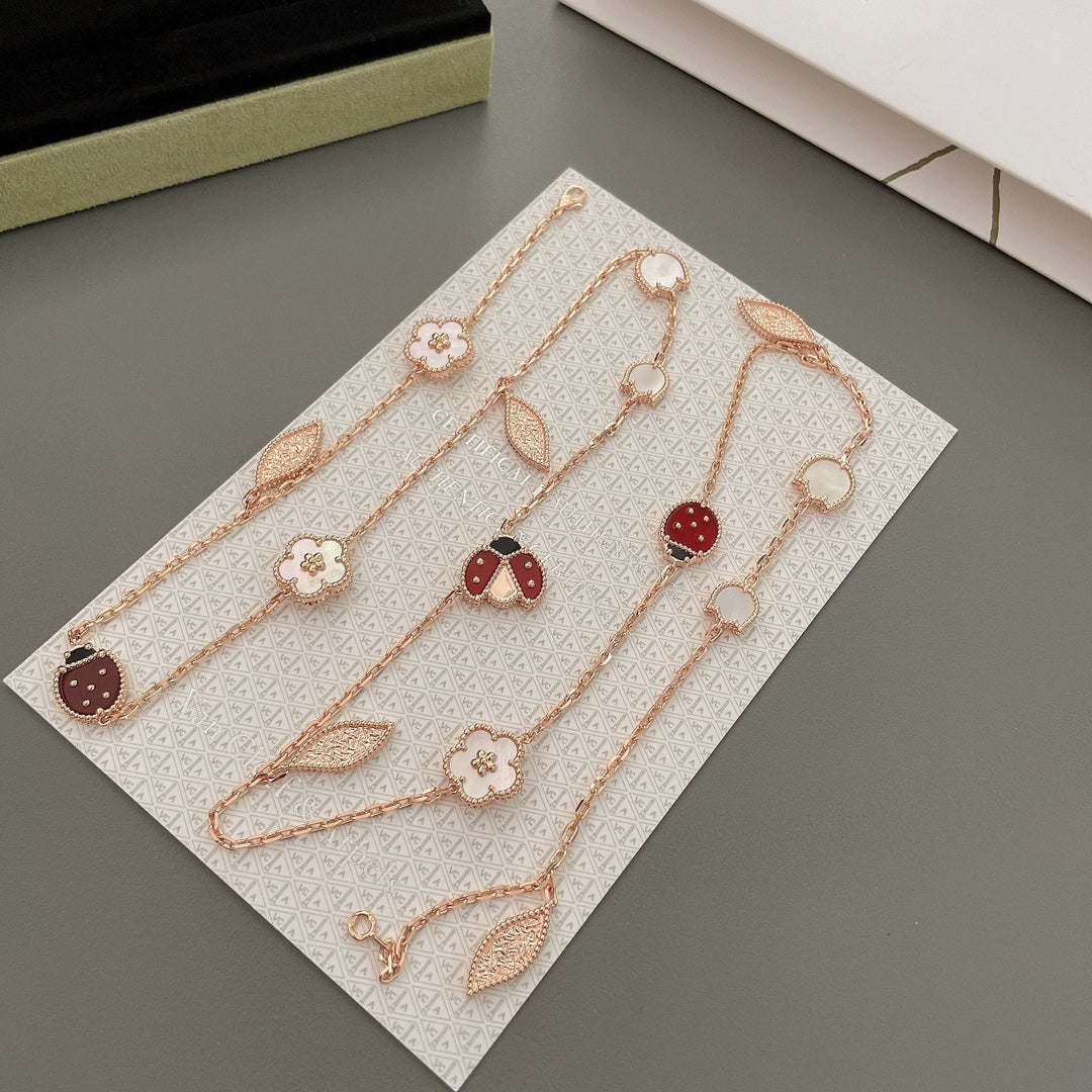 [sparkle Jewelry ]LUCKY SPRING 15 MOTIFS ROSE GOLD NECKLACE