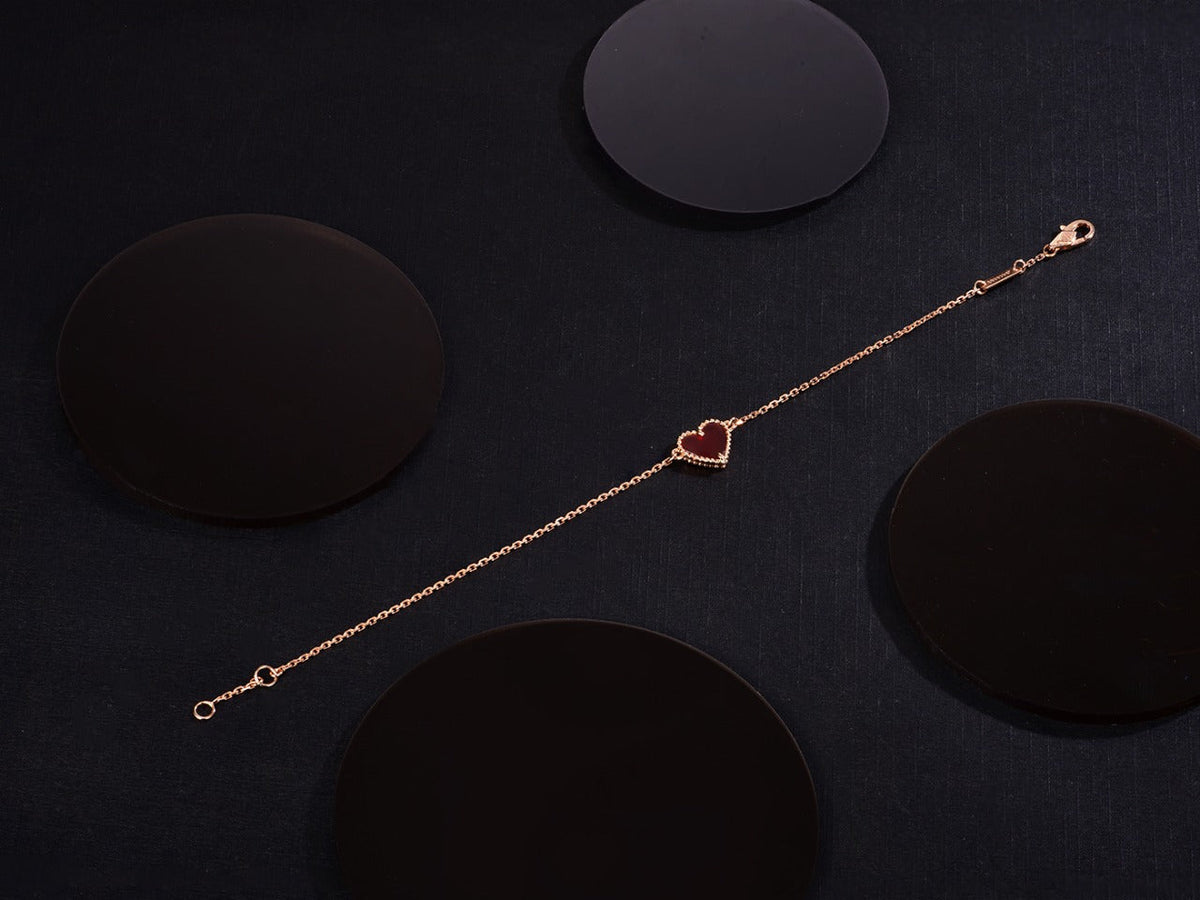 [sparkle Jewelry ]HEART CARNELIAN PINK GOLD BRACELET