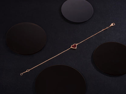 [sparkle Jewelry ]HEART CARNELIAN PINK GOLD BRACELET