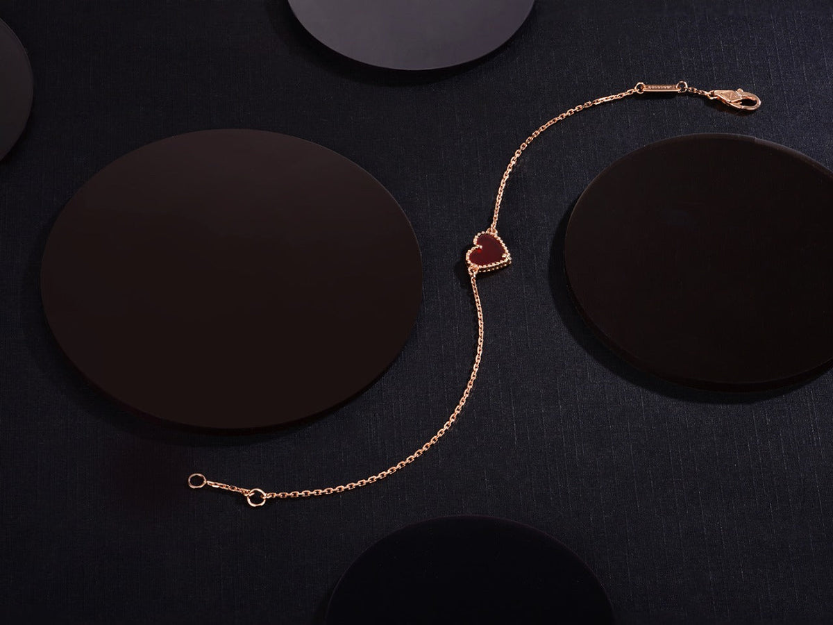 [sparkle Jewelry ]HEART CARNELIAN PINK GOLD BRACELET