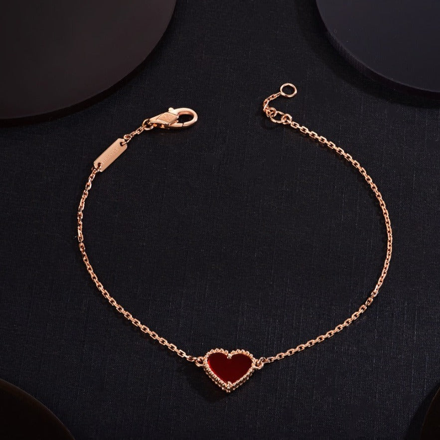 [sparkle Jewelry ]HEART CARNELIAN PINK GOLD BRACELET