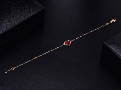 [sparkle Jewelry ]HEART CARNELIAN PINK GOLD BRACELET
