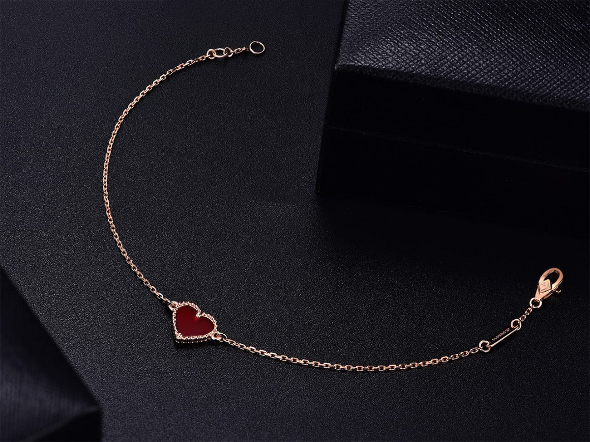 [sparkle Jewelry ]HEART CARNELIAN PINK GOLD BRACELET