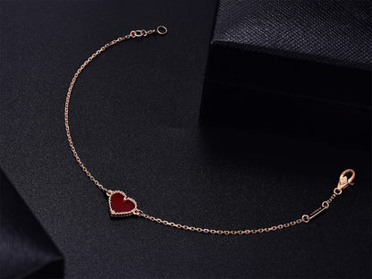 [sparkle Jewelry ]HEART CARNELIAN PINK GOLD BRACELET