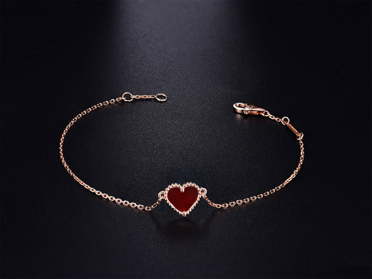 [sparkle Jewelry ]HEART CARNELIAN PINK GOLD BRACELET