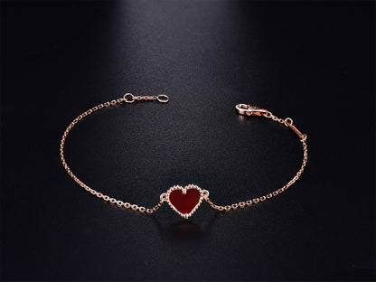 [sparkle Jewelry ]HEART CARNELIAN PINK GOLD BRACELET