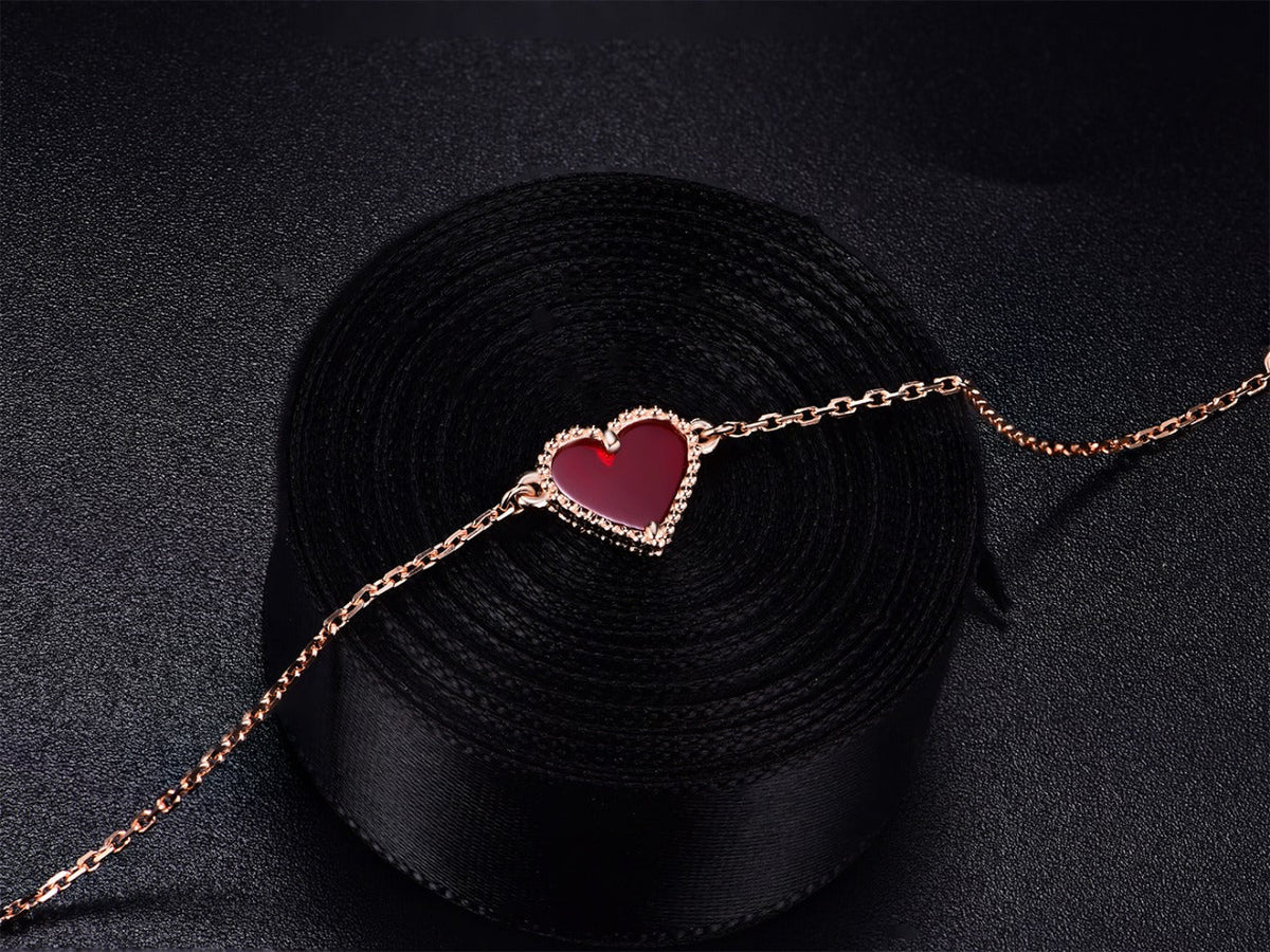 [sparkle Jewelry ]HEART CARNELIAN PINK GOLD BRACELET