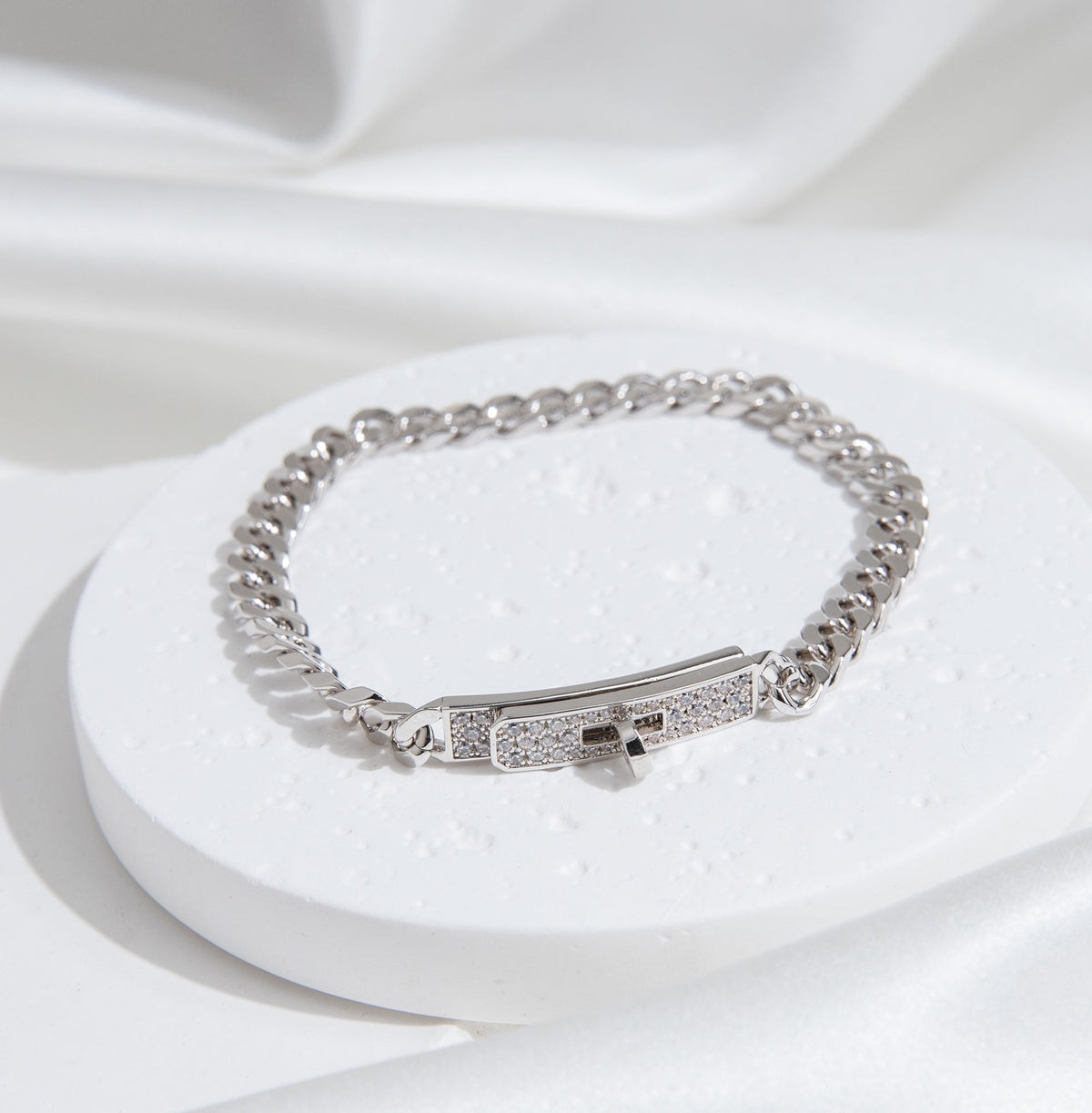 [sparkle Jewelry ]KELLY CHAIN SILVER DIAMOND BRACELET